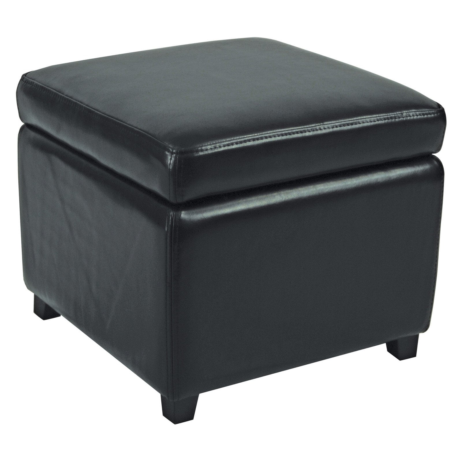 Jonathan Black Faux Leather Flip Top Storage Ottoman