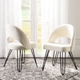 thumbnail image 1 of SAFAVIEH Jora Velvet Retro Dining Chair, Set of 2, Cream/Black, 1 of 13