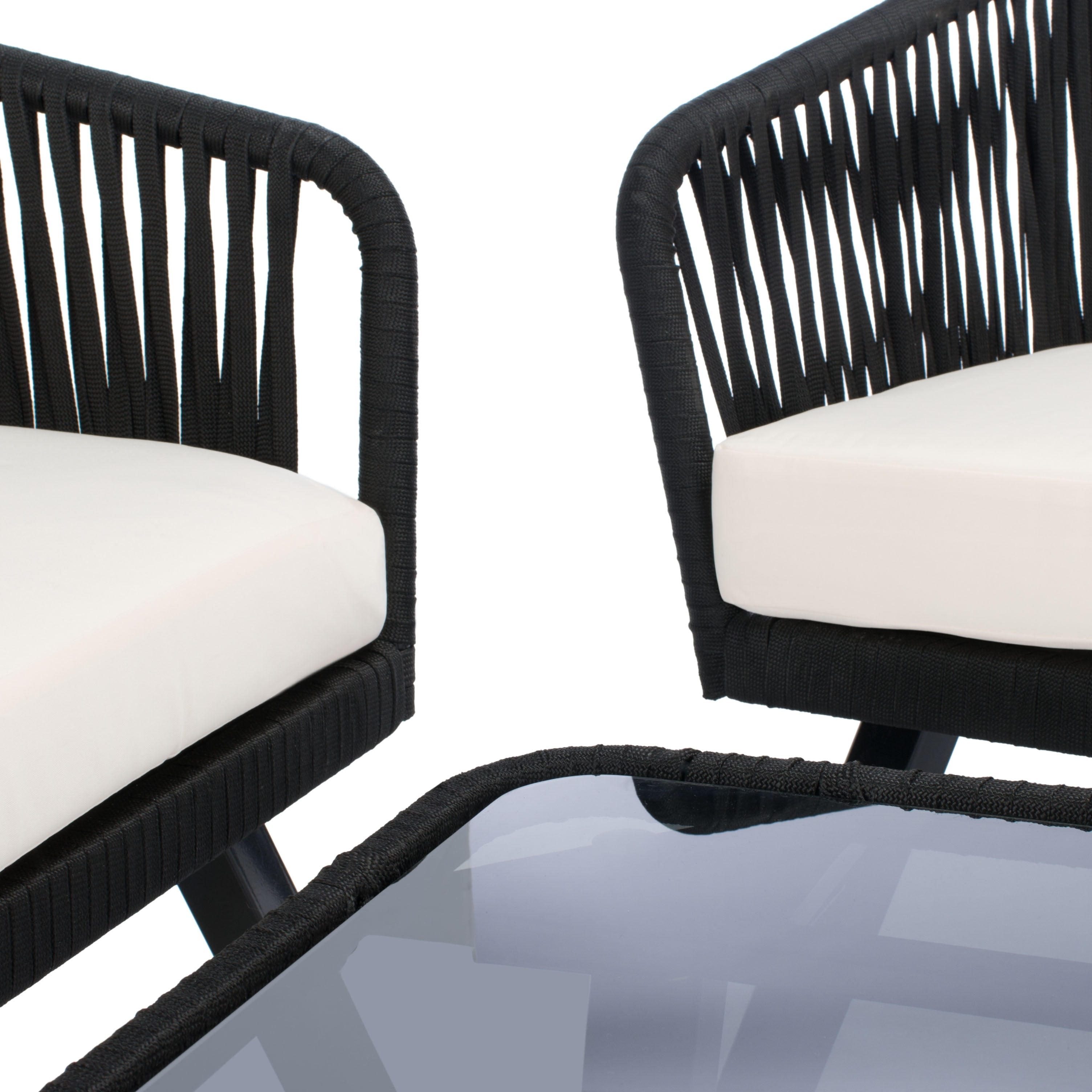 Jorda 4 Piece Black and Beige Rope Outdoor Living Set
