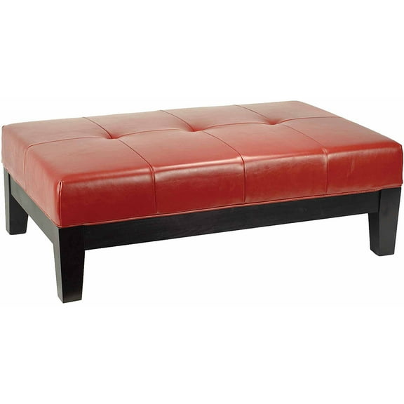 SAFAVIEH Jordan Modern Glam Tufted Cocktail Ottoman, Red