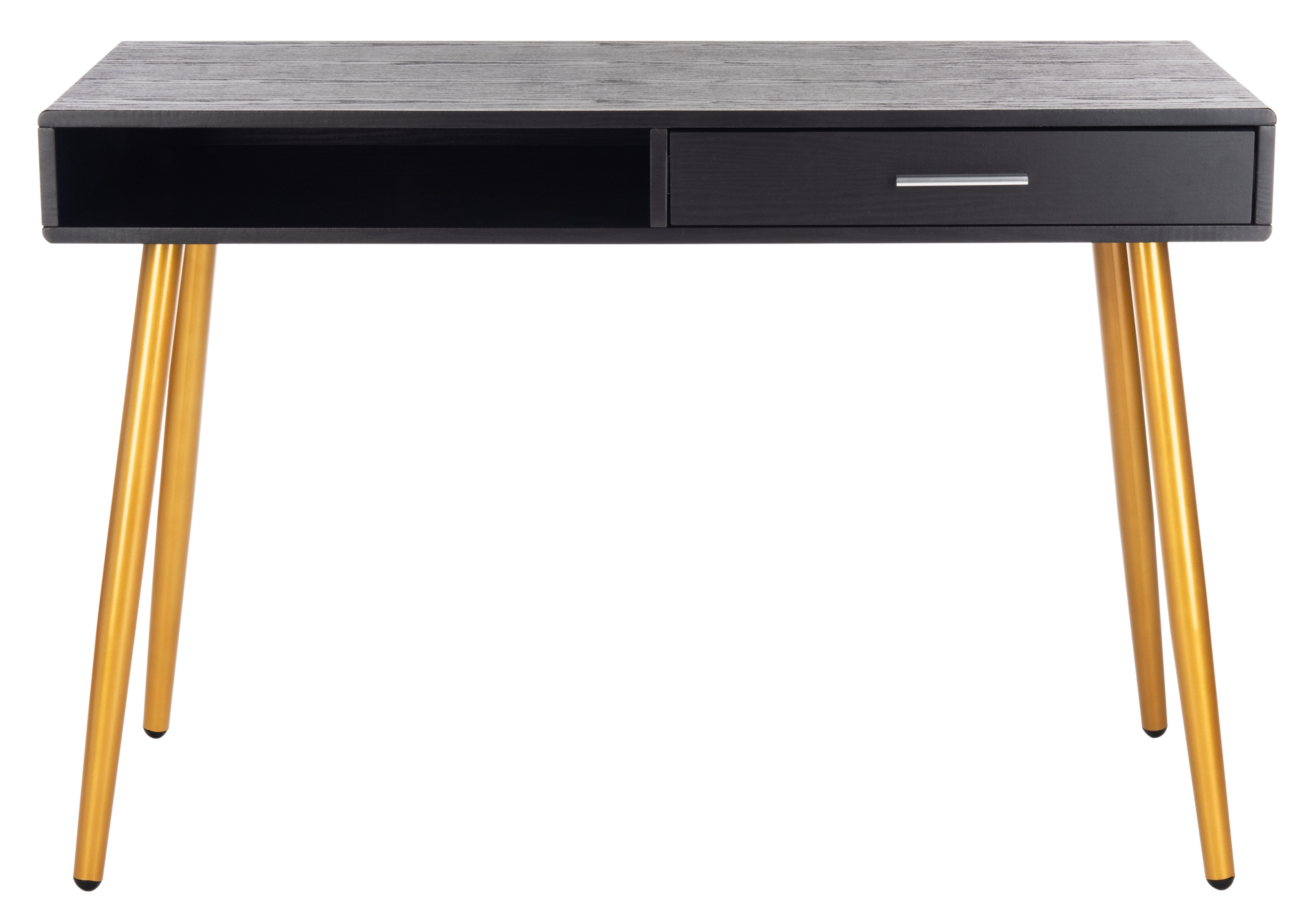 SAFAVIEH Jorja Contemporary Black/Gold 1-Drawer Writing Desk (43.3 in. W x 19.7 in. D x 29.7 in. H)