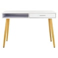 thumbnail image 1 of SAFAVIEH Jorja Contemporary White/Gold 1-Drawer Writing Desk (43.3 in. W x 19.7 in. D x 29.7 in. H), 1 of 13