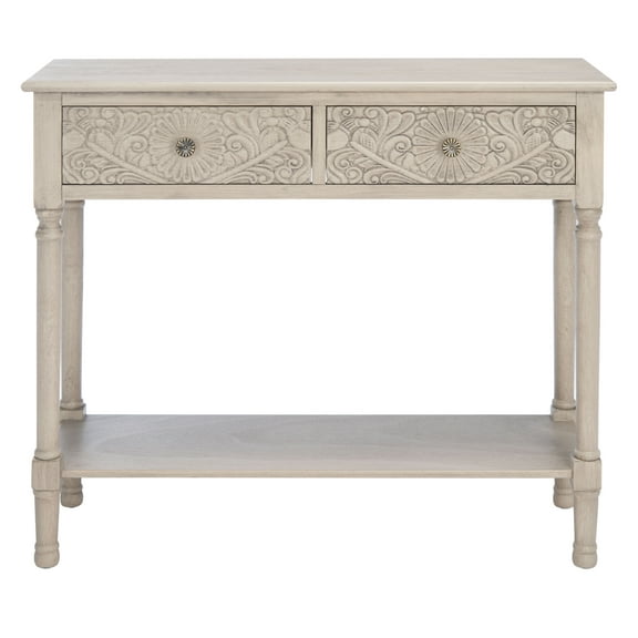 SAFAVIEH Josie French 2-Drawer Taupe Wood Rectangle Console Table (35.5 in. W x 13 in. D x 29.5 in. H)