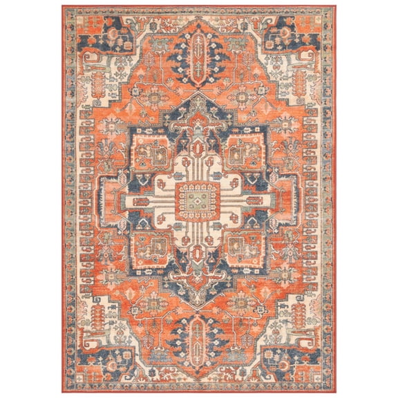 SAFAVIEH Journey Abram Medallion Area Rug, Rust/Navy, 4'4" x 6'4"