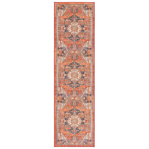 SAFAVIEH Journey Abram Medallion Runner Rug, Rust/Navy, 2'2" x 8'