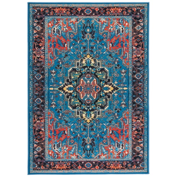 SAFAVIEH Journey Casey Oriental Machine Washable Area Rug, Blue/Red, 8'9" x 12'