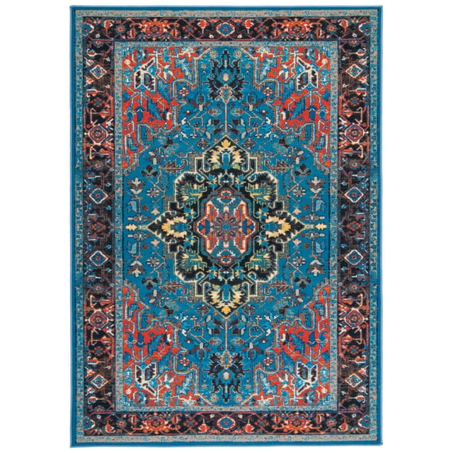 SAFAVIEH Journey Casey Oriental Machine Washable Area Rug, Blue/Red, 8'9" x 12'