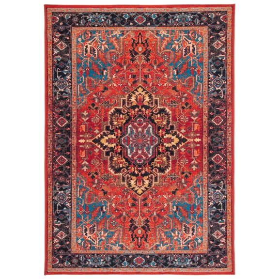 SAFAVIEH Journey Casey Oriental Machine Washable Area Rug, Red/Blue, 4'4" x 6'