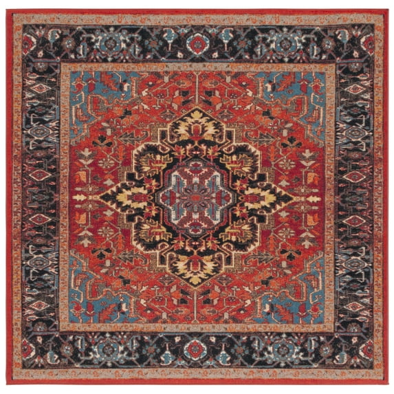 SAFAVIEH Journey Casey Oriental Machine Washable Area Rug, Red/Blue, 6'7" x 6'7" Square