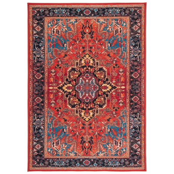 SAFAVIEH Journey Casey Oriental Machine Washable Area Rug, Red/Blue, 7'9" x 10'