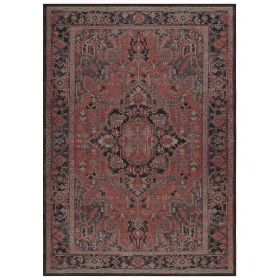 SAFAVIEH Journey Ethelinda Oriental Machine Washable Area Rug, Navy/Red, 3'3" x 5'3"
