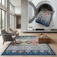 thumbnail image 1 of SAFAVIEH Journey Gabriel Tribal Machine Washable Area Rug, Blue/Ivory, 6'7" x 6'7" Square, 1 of 13