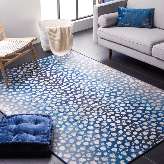 Safavieh Journey Jancis Polka Dot Machine Washable Area Rug, Navy/Beige, 5'5" x 7'7"