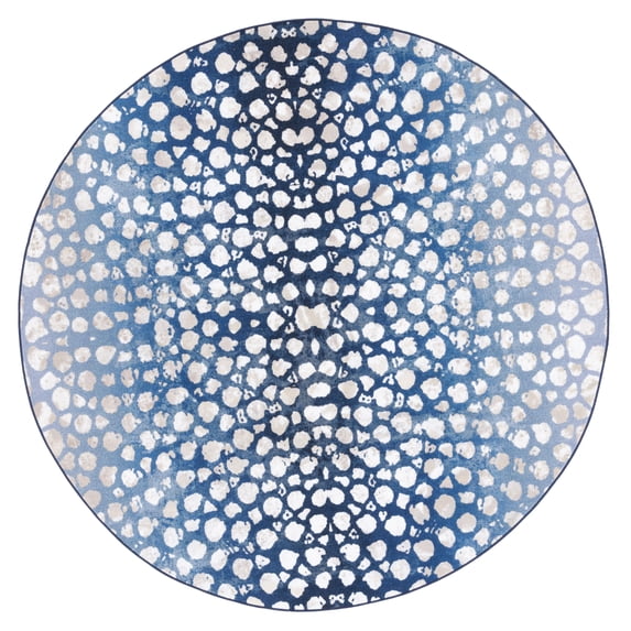 SAFAVIEH Journey Jancis Polka Dot Machine Washable Area Rug, Navy/Beige, 6'7" x 6'7" Round