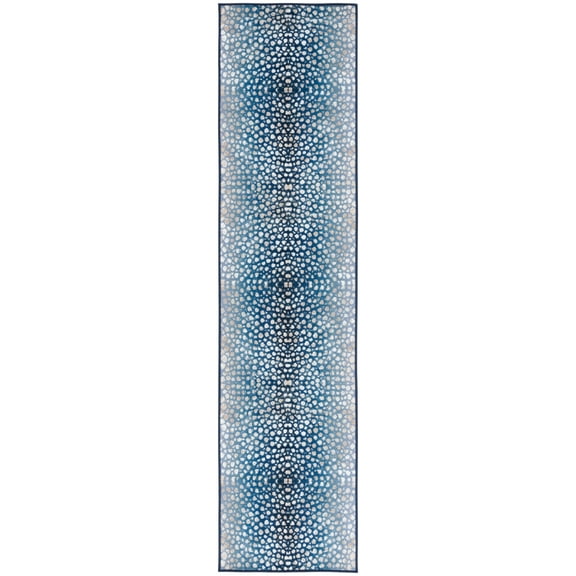 SAFAVIEH Journey Jancis Polka Dot Machine Washable Runner Rug, Navy/Beige, 2'2" x 9'
