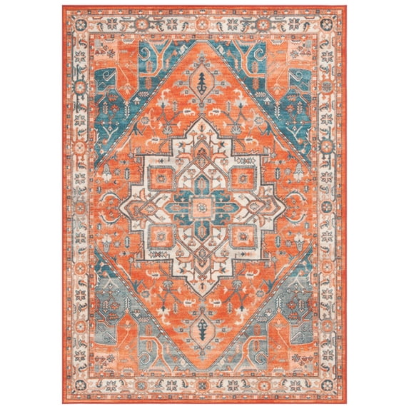 SAFAVIEH Journey Malandra Medallion Area Rug, Rust/Blue Ivory, 5'5" x 7'7"