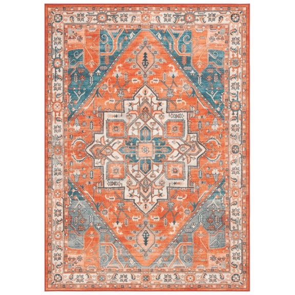 SAFAVIEH Journey Malandra Medallion Area Rug, Rust/Blue Ivory, 8'9" x 12'