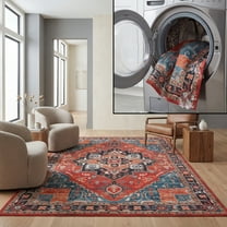 SAFAVIEH Journey Zowie Medallion Area Rug, Rust/Blue Black, 8' x 10'