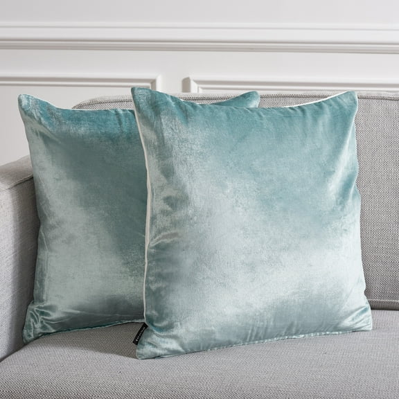 SAFAVIEH Jovanni Solid Pillow, 18" x 18", Aqua, Set of 2