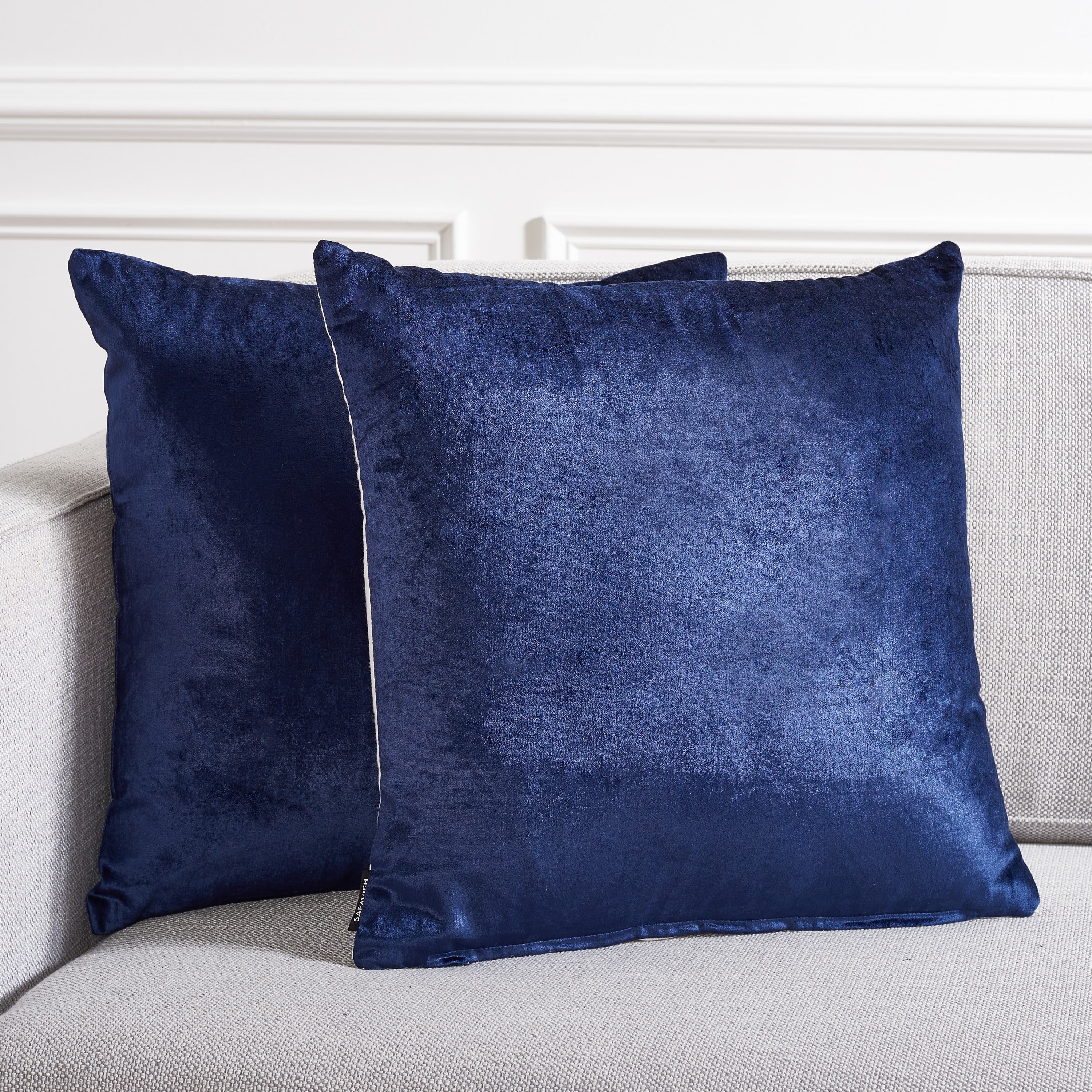 Navy Cotton Blend 18" Square Throw Pillow Set