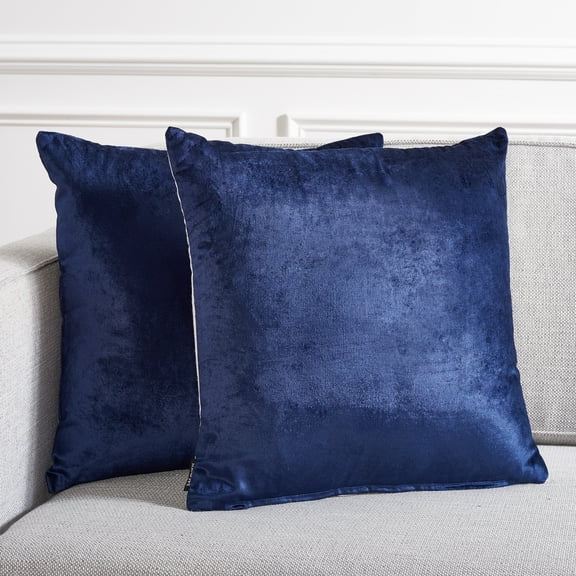 SAFAVIEH Jovanni Solid Pillow, 18" x 18", Navy, Set of 2