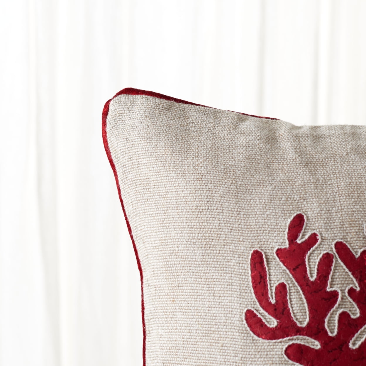 Blush Pink Joy Holiday Tree Embroidered Rectangular Pillow