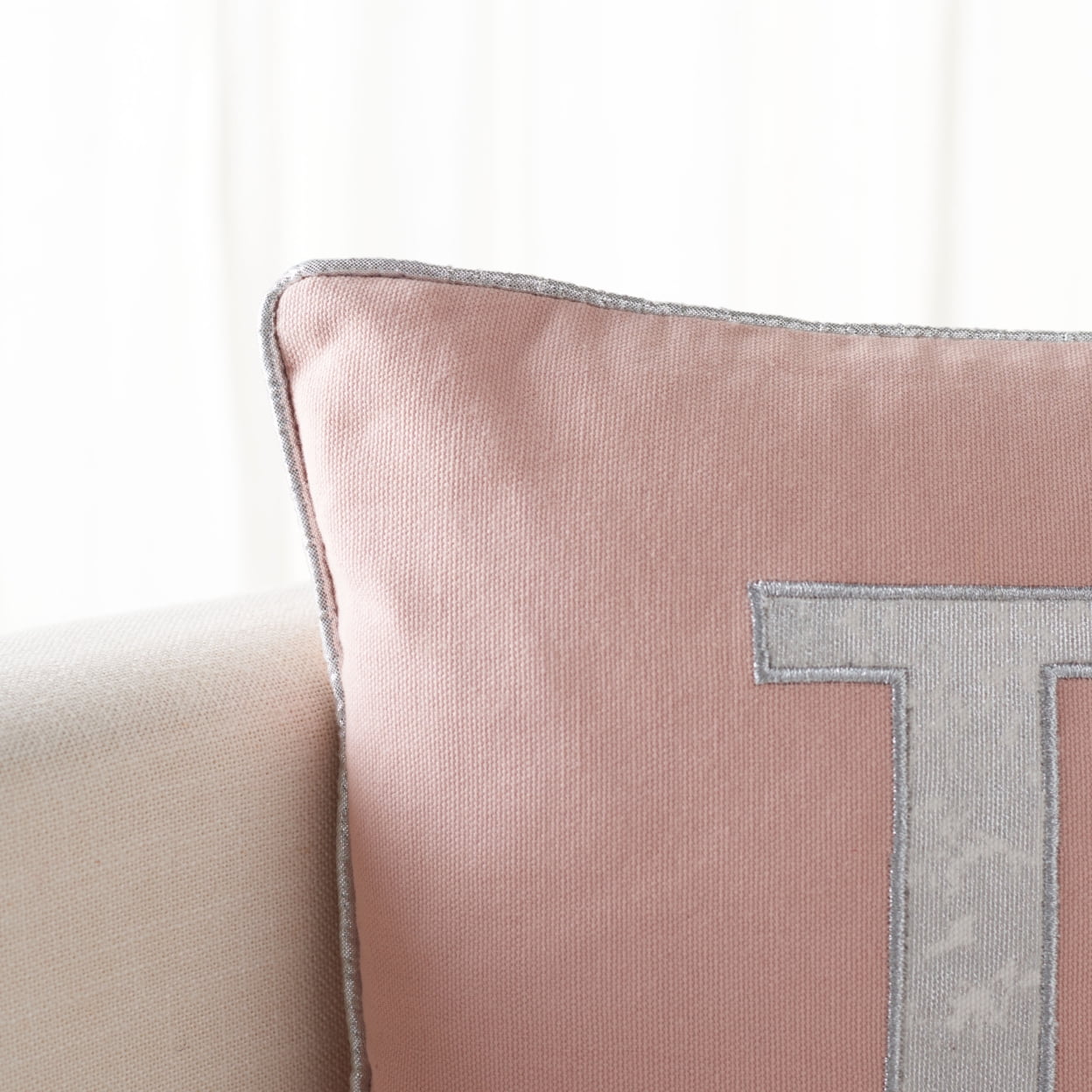 Cream and Red Embroidered Cotton Rectangular Throw Pillow