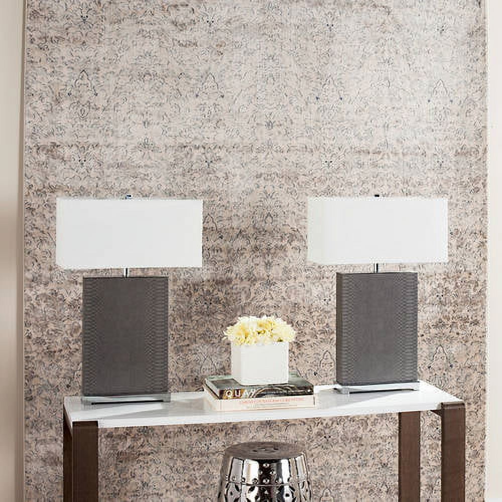 Joyce 28-inch Gray Faux Snakeskin Table Lamp Set with Rectangular Shade
