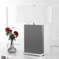 thumbnail image 1 of SAFAVIEH Joyce 27.75 in. H Rectangular Faux Table Lamp, Grey Faux Woven Leather, Set of 2, 1 of 7