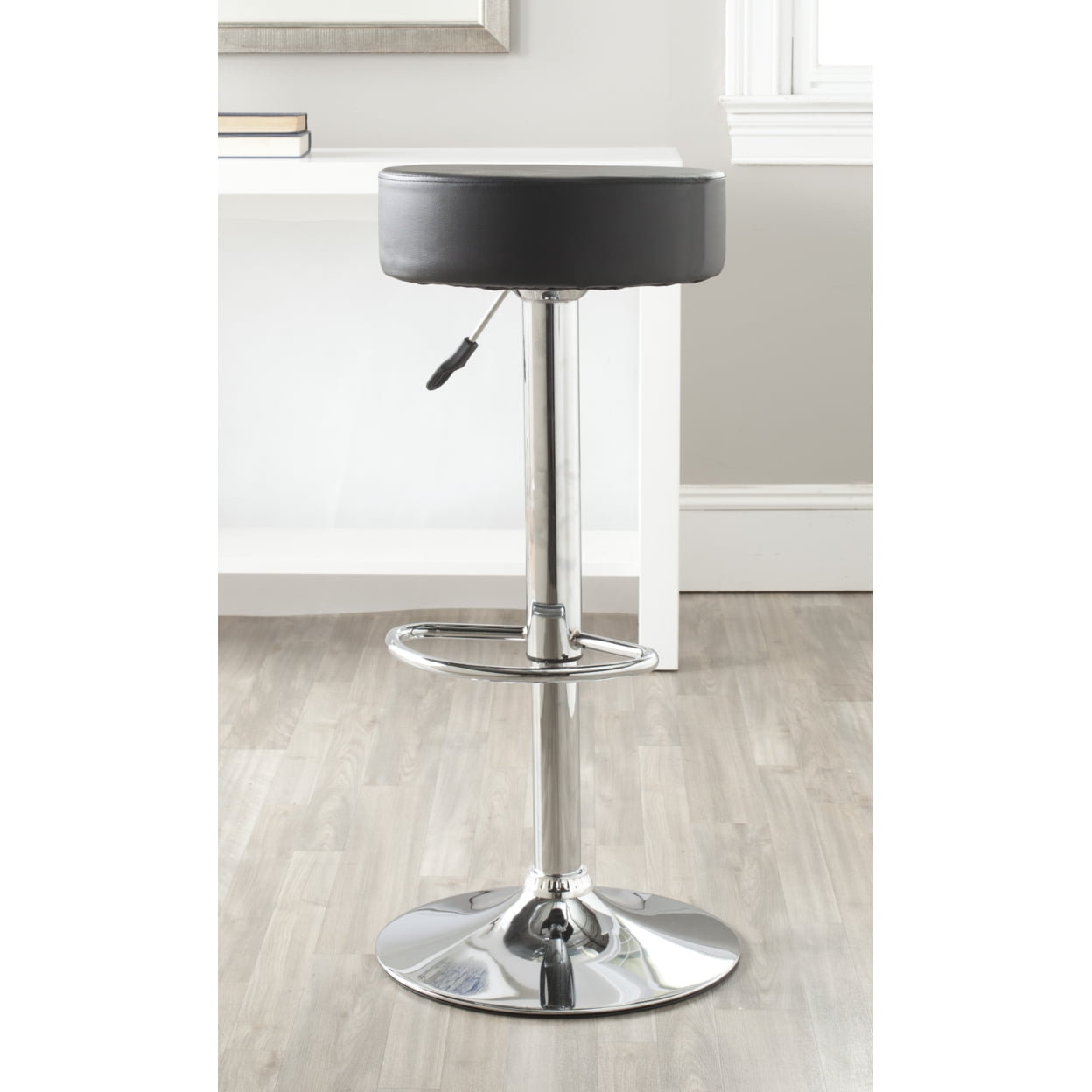 Adjustable Black Metal Swivel Backless Bar Stool