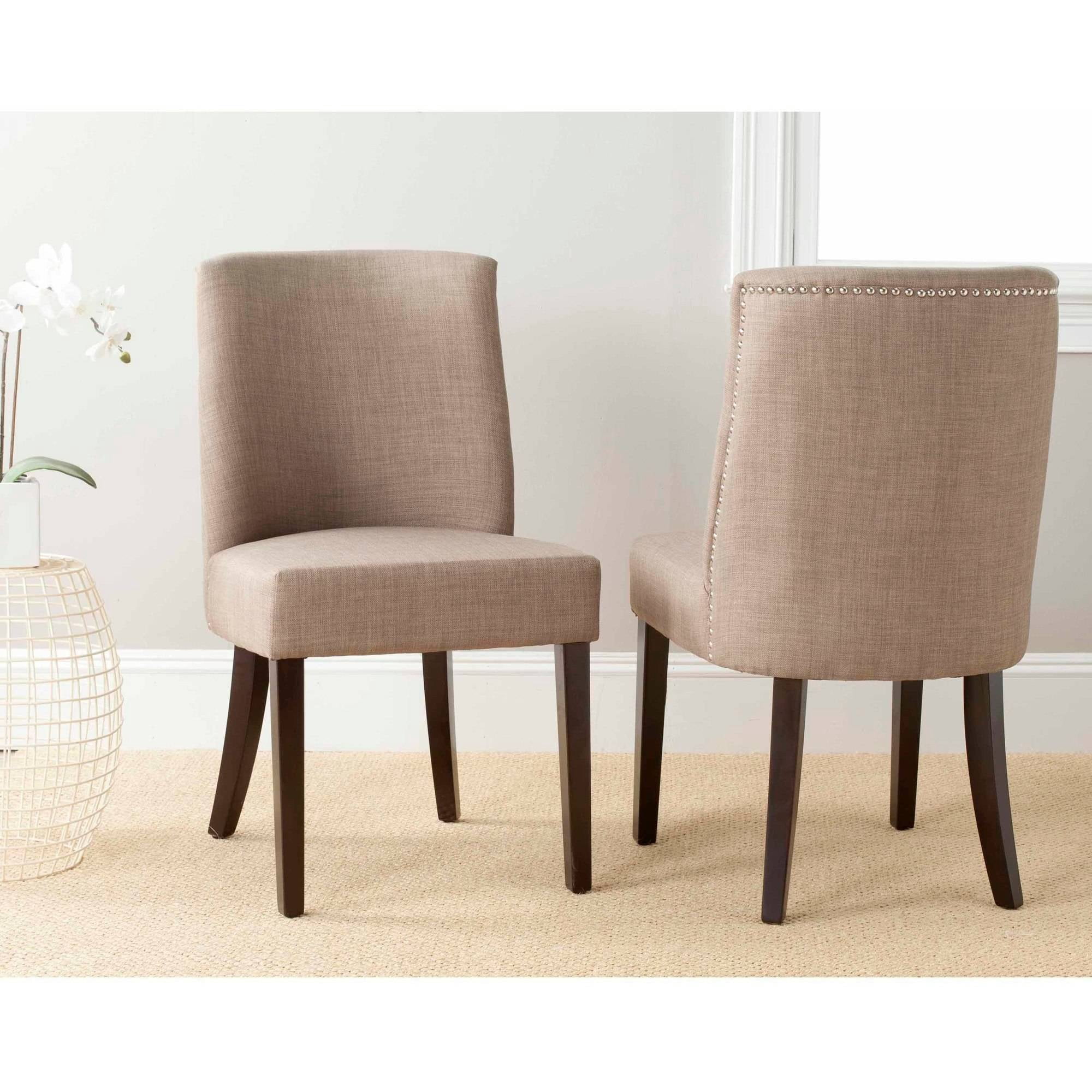 SAFAVIEH Judy 19" Linen Dining Chair, Set of 2, Olive/Black