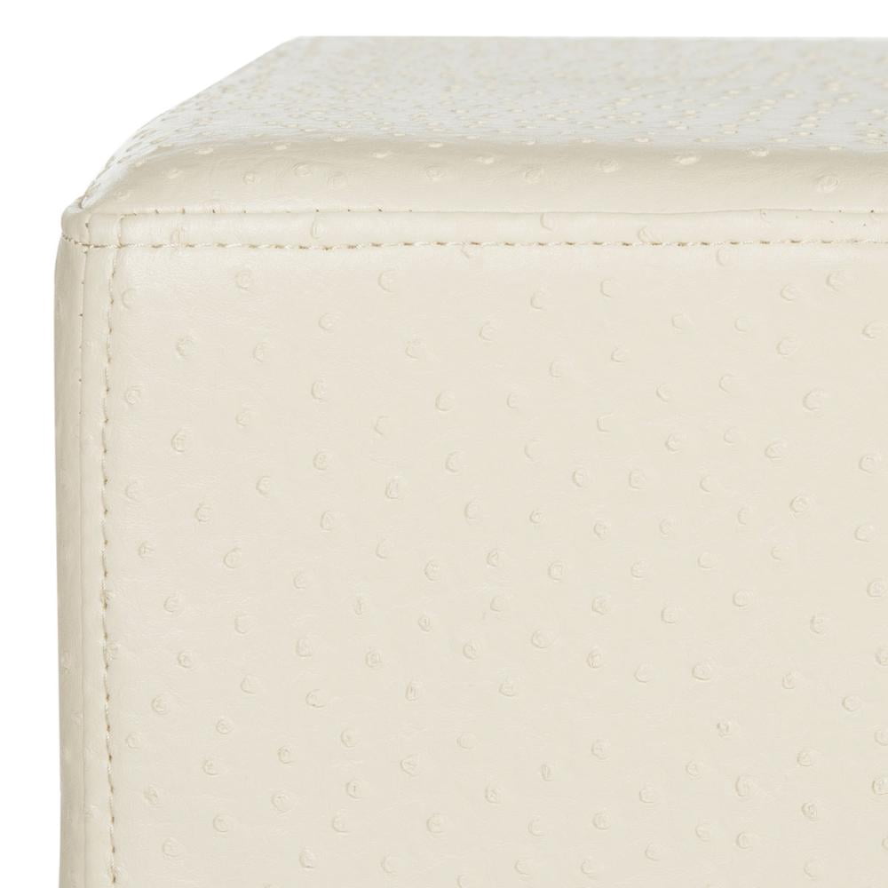 SAFAVIEH Julian Faux Ostrich Tray Ottoman/Coffee Table, Creme/Gold
