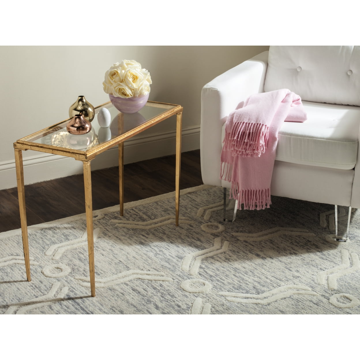 Juliana Gold and Clear Glass Rectangular Cocktail Table
