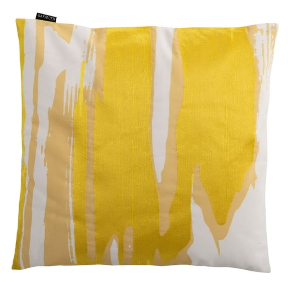 SAFAVIEH Julienne Paintbrushes Accent Pillow, 18" x 18", Mustard/White