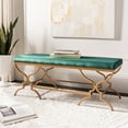 thumbnail image 1 of SAFAVIEH Juliet Modern Glam Rectangular Bench, Emerald/Gold, 1 of 10