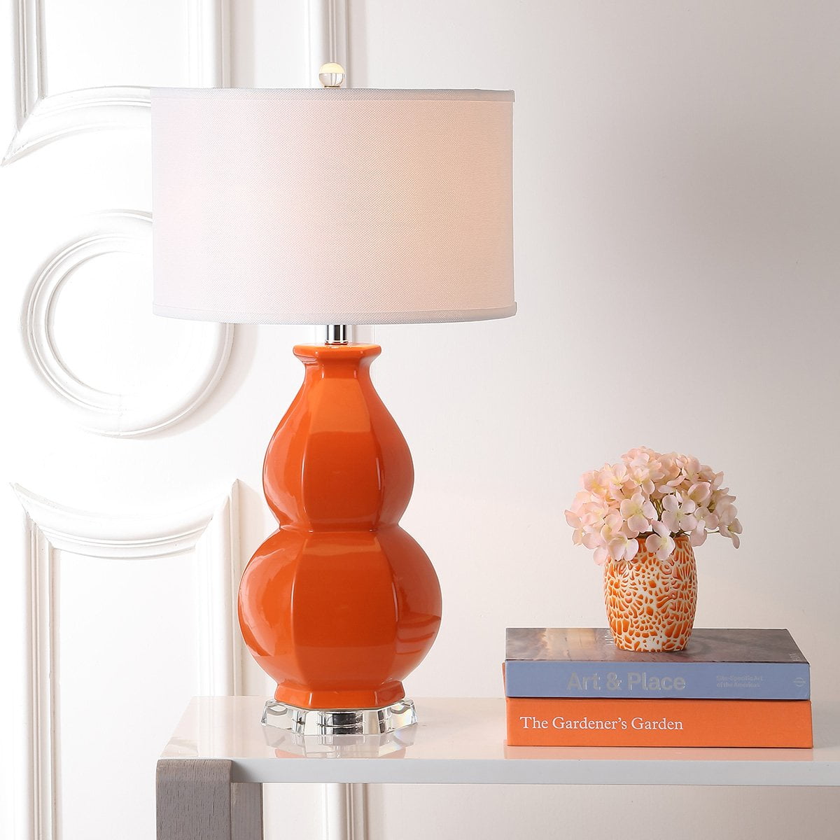 SAFAVIEH Juniper 30 in. H Ceramic Solid Table Lamp, Orange