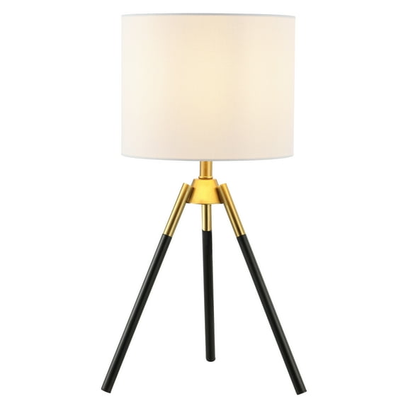 SAFAVIEH Jupiter 22 in. Modern Black Iron Table Lamp with White 100% Cotton Shade