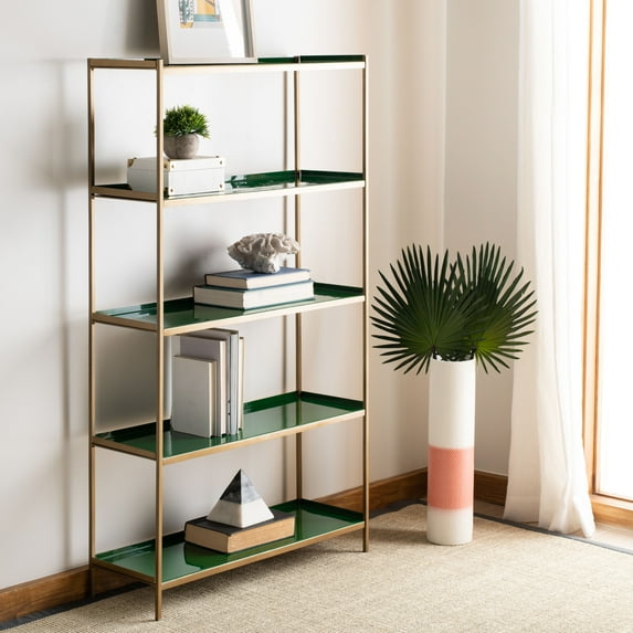 SAFAVIEH Justine Modern Glam 5-Tier Etagere, Green/Brass