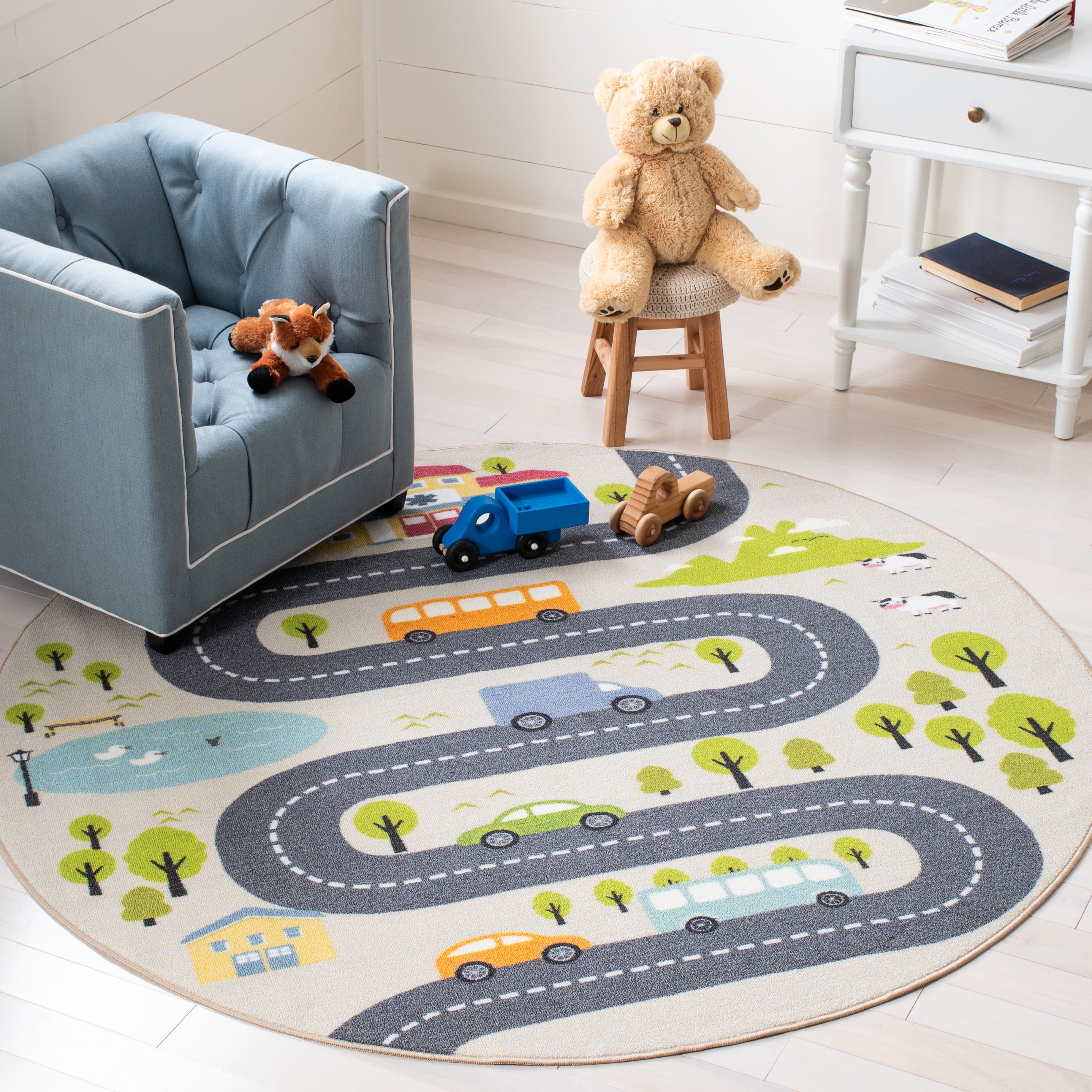 Playhouse Rug SAFAVIEH Kids Playhouse 200 Beige/Green - 5 Round Rug - Walmart.com
