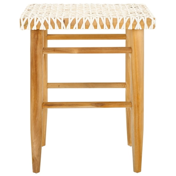 SAFAVIEH Kaleo Rectangle Backless Counter Stool, Natural/White