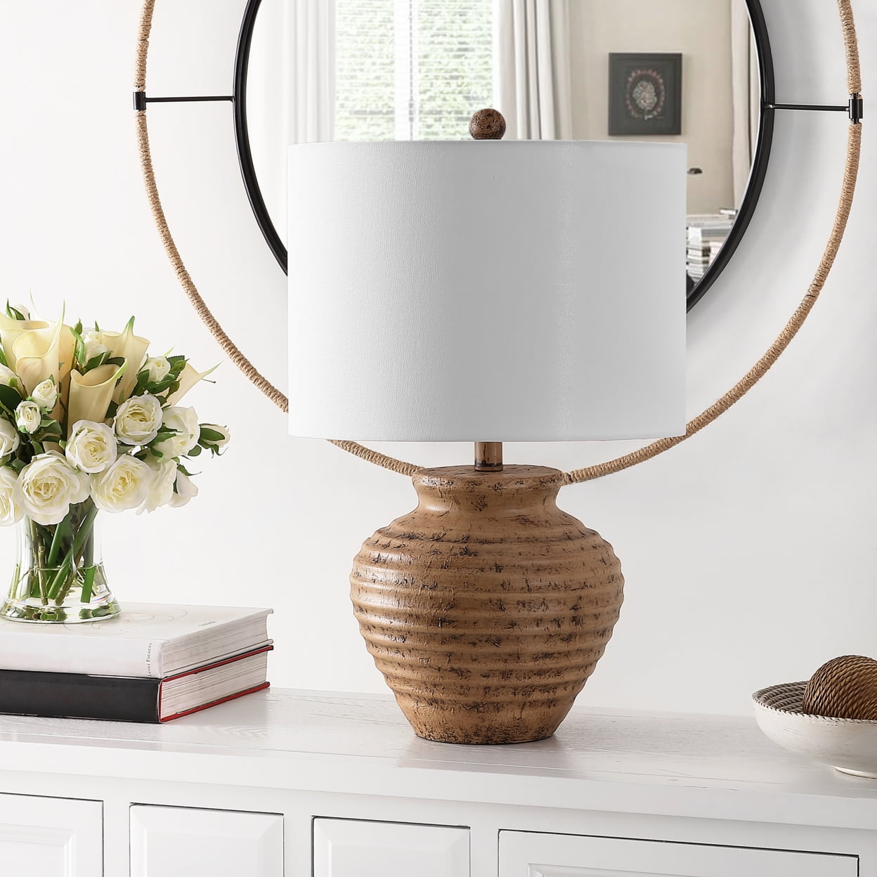SAFAVIEH Kamryn 23 in. Textured Resin Table Lamp, Brown