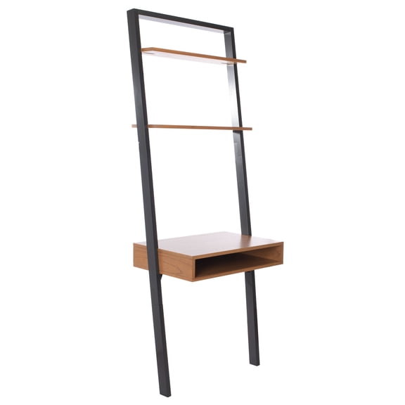 SAFAVIEH Kamy Rustic Retro 2 Shelf Leaning Desk, Natural/Charcoal