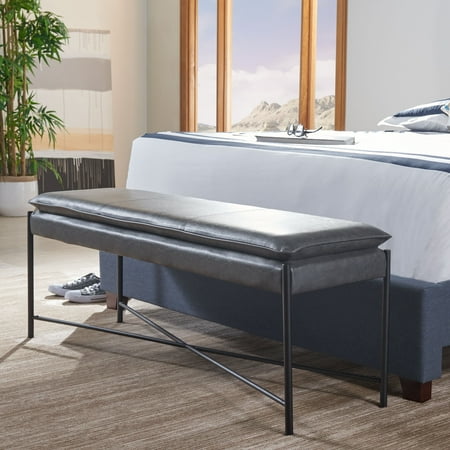 SAFAVIEH Kara Cushioned X Bench Grey / Black