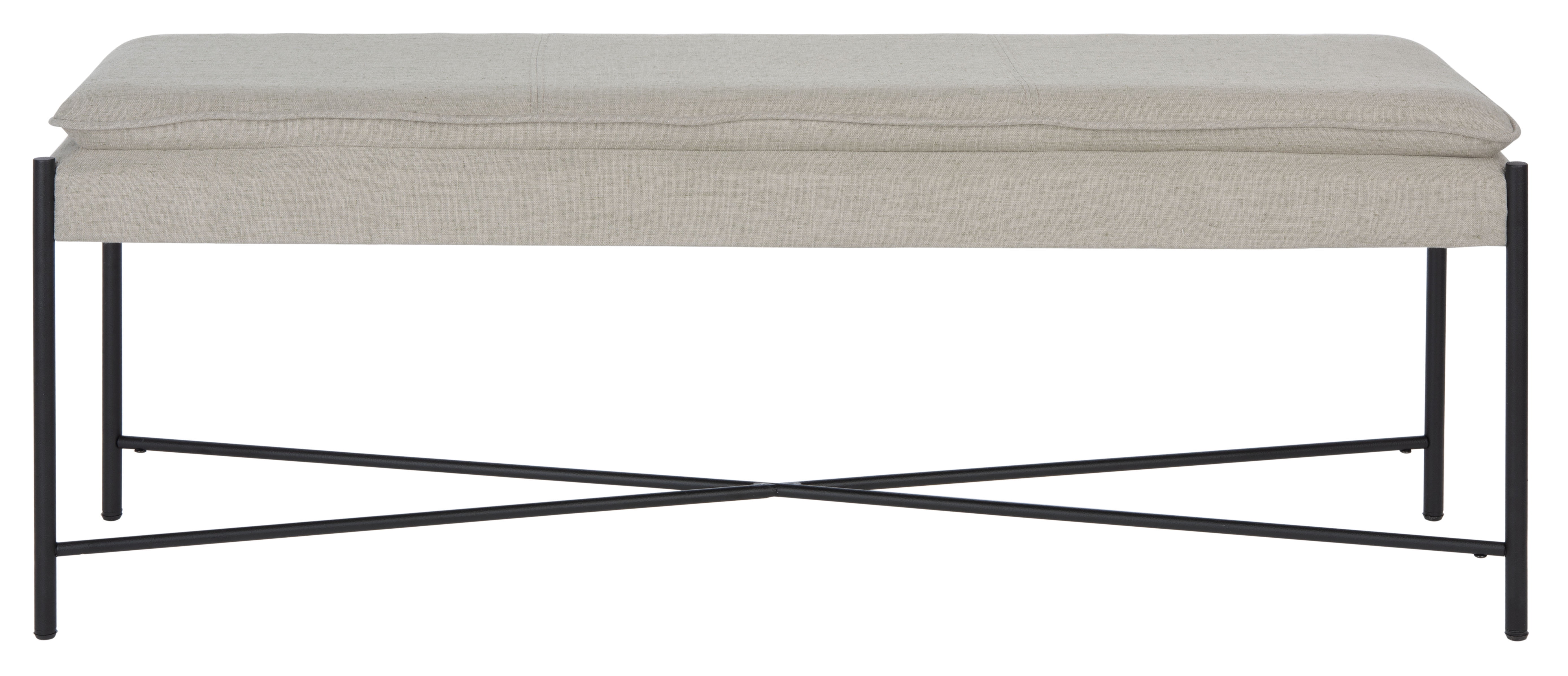 Light Grey Linen Cushioned Minimalist X Bench