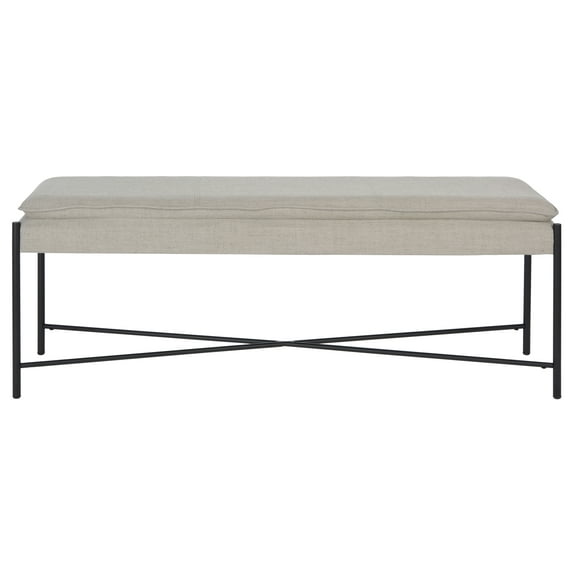 SAFAVIEH Kara Rustic Chic Cushioned Cross Bench, Light Grey/Black