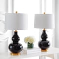 thumbnail image 1 of SAFAVIEH Karlen 28.5 in. H Mid-Century Table Lamp, Black/Gold Leaf, 1 of 10