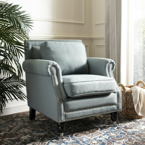 SAFAVIEH Karsen Club Chair With Silver Nail Head Sky Blue