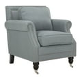 thumbnail image 1 of SAFAVIEH Karsen Traditional Rustic Upholstered Club Chair with Casters, Seaside Blue, 1 of 10