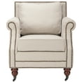 thumbnail image 1 of SAFAVIEH Karsen Traditional Rustic Upholstered Club Chair with Casters, Taupe, 1 of 6