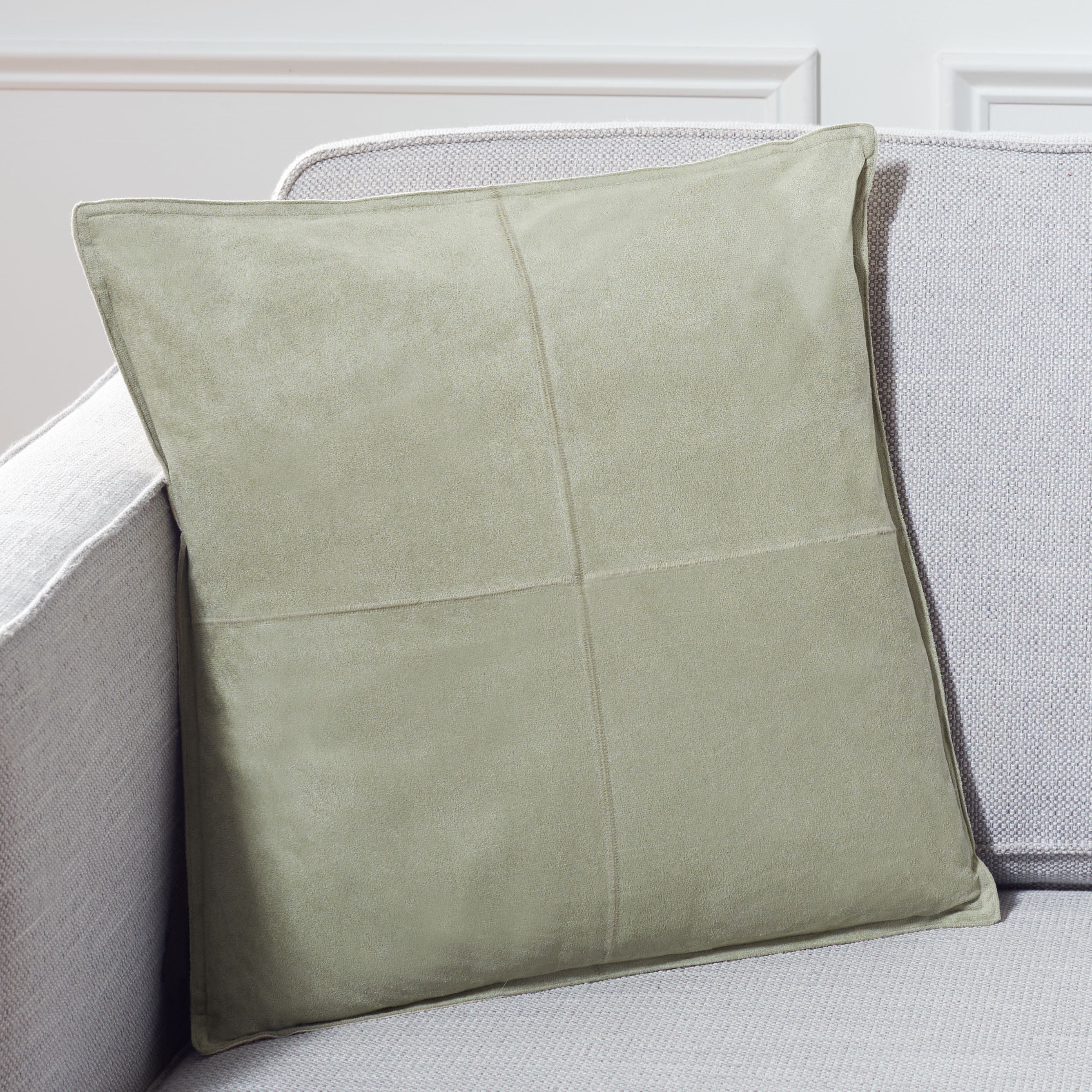 Karya Green Faux Suede 18" Square Throw Pillow